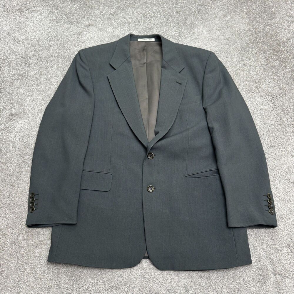Vintage Hugo Boss Two Button Suit Jacket Men 38R Green 100% Wool USA Made Blazer